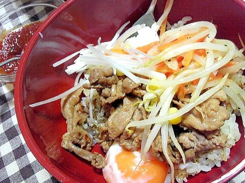 豚薄切り肉でフライパンで作るビビンバ